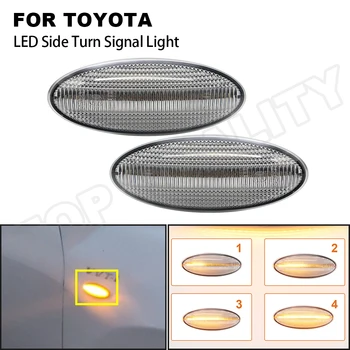 

2X Clear Lens Dynamic Flowing LED Side Marker Turn Signal Blinker Light Lamp For Toyota Yaris Vitz RAV4 Auris Corolla Verso