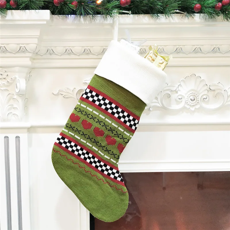Тканевые рождественские носки с подвеской, Рождественская елка, лось, снежинка, орнамент, Рождественские узоры, принт, вечерние украшения для дома, подарочный пакет