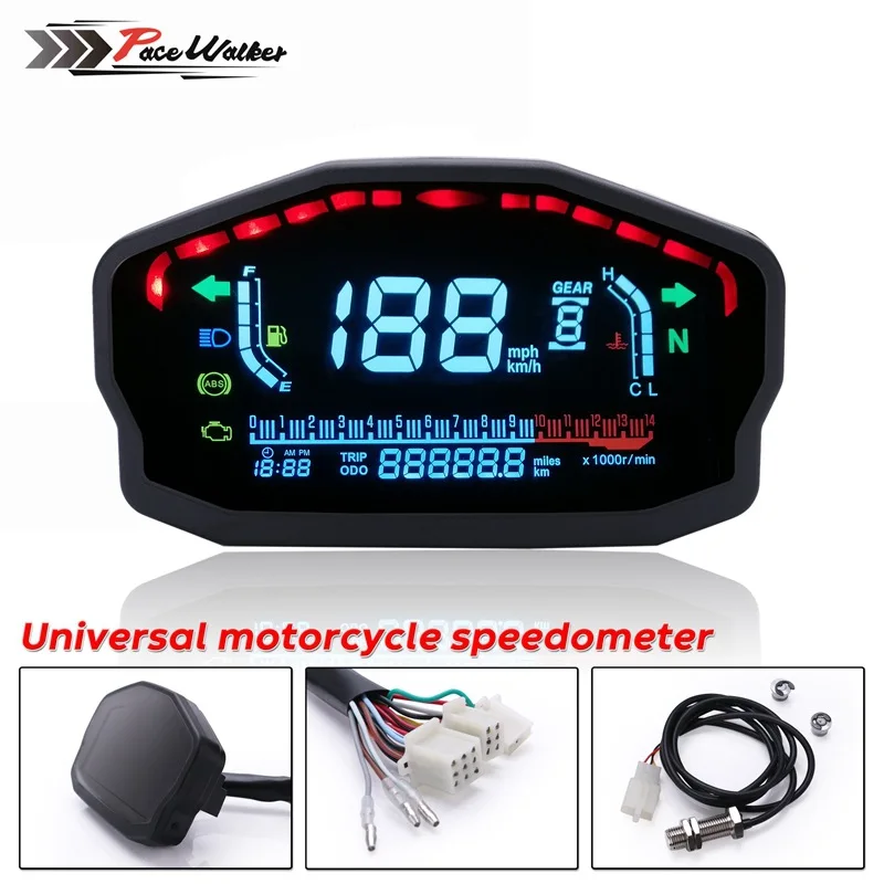 

Motorcycle luo ba Car Modification Color Screen LCD Meters Speed Adjustable 1-6 File Revolving Speed Water Temperature Oil Gauge