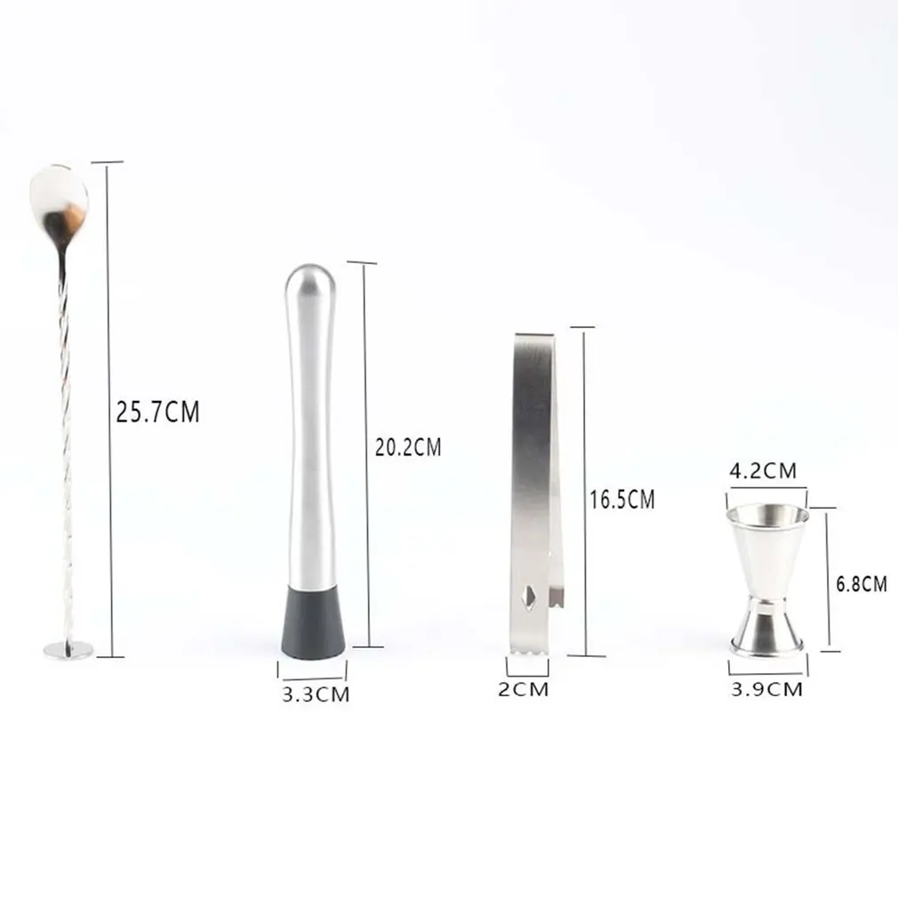 12pcs Stainless Bar Cocktail Shaker Set with Elliptical Wooden Rack with Bar for Bartender Drink Party Bar Tools