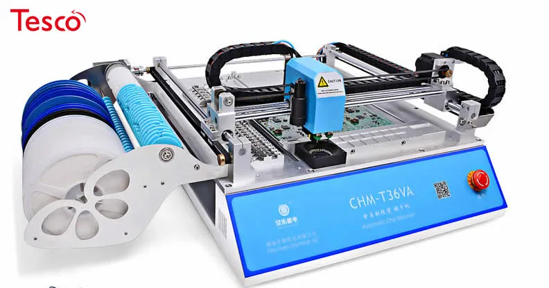 

CHMT36VA + Vibration feeder Desktop SMT Pick and Place Machine + 2 CCD cameras, Closed-loop control, 0402-5050,SOP, QFN, TQFP..