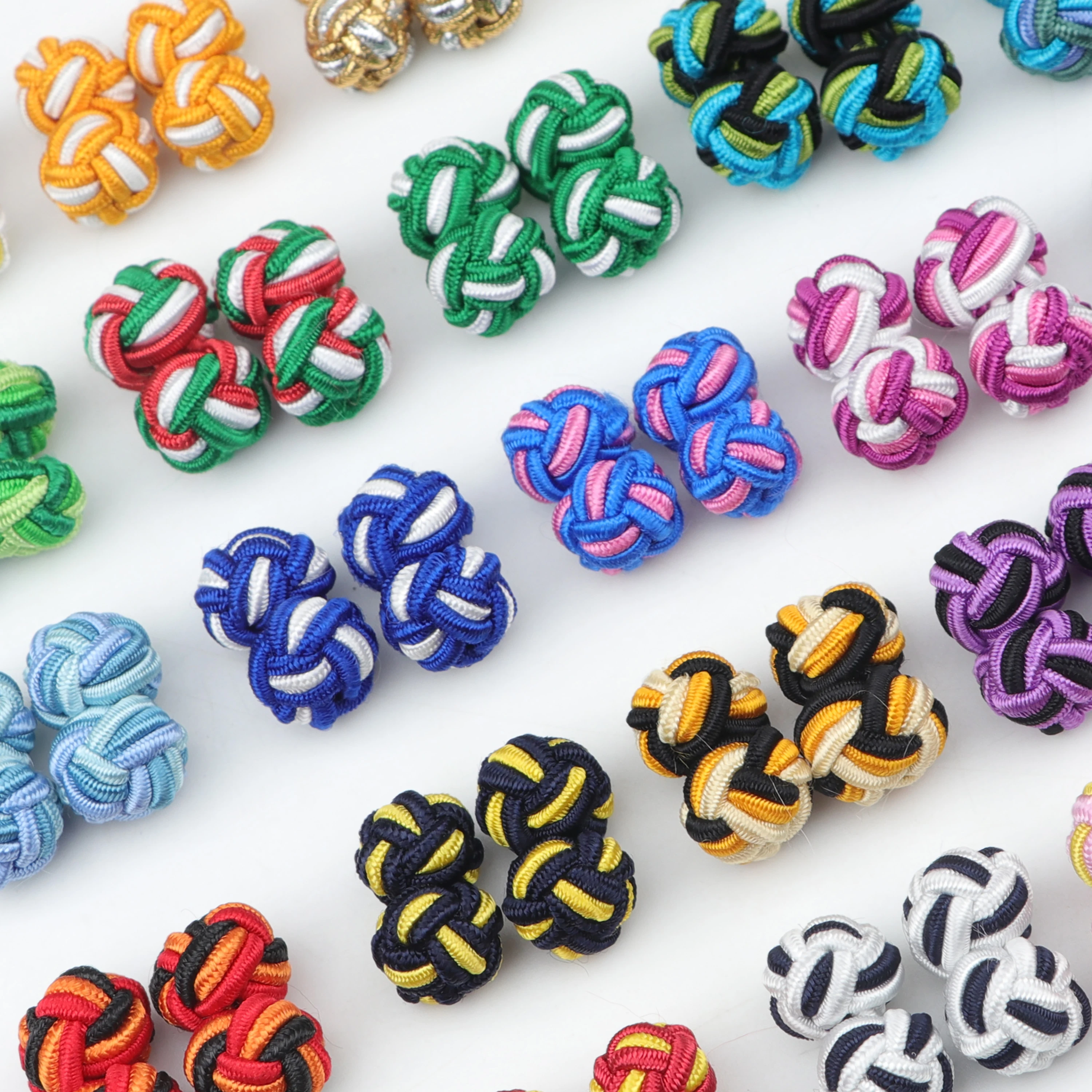 Novelty Silk knots CufflinksMixed Three Colors DIY Braided Handmade