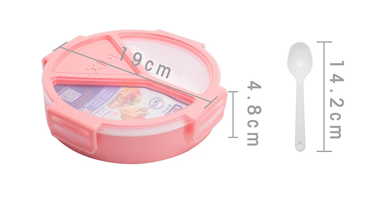 Пластиковый круглый Ланч-бокс Microwavable 3 сетки Bento box с ложкой Портативный пикника школы герметичный контейнер для хранения еды