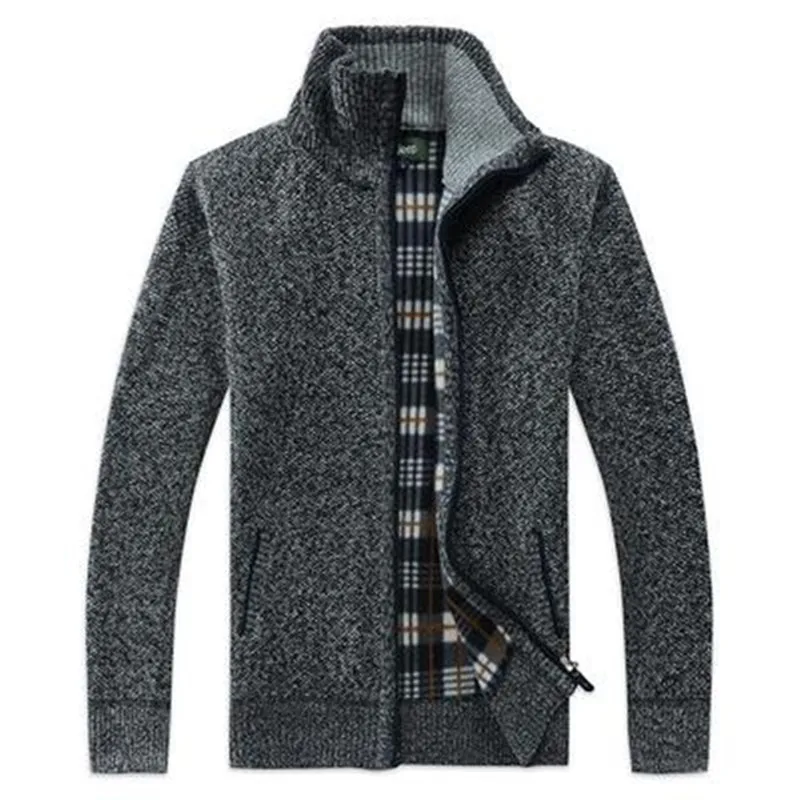  Sweater men's autumn and winter plus velvet thickening artificial fur wool large size 4XL zipper kn