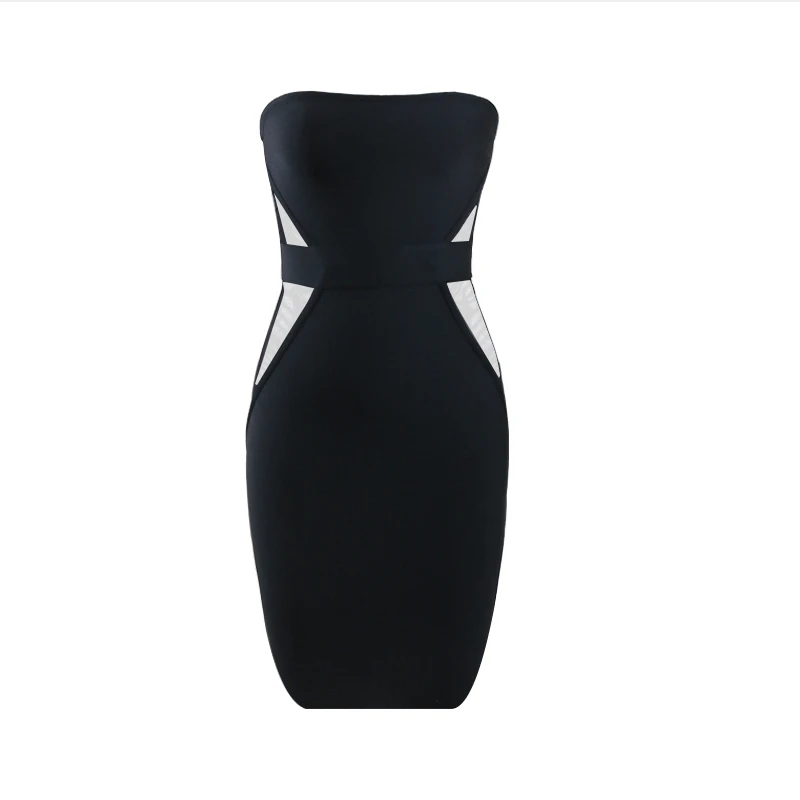 Preta sem Mangas Através da Nádega Festa à Noite os Recém Chegados sem Alças Sexy Malha Vestido Bandagem Ver 6 Moda Feminina