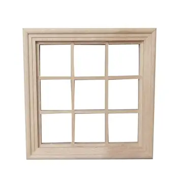 

9 Pane Square Wooden Window Model Miniature Room Accessory DIY Doll House Decor