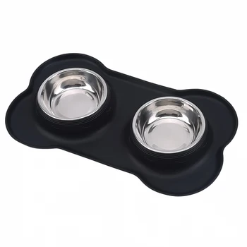 

Dog Bowls Stainless Steel Dog Bowl with No Spill Non-Skid Silicone Mat Feeder Bowls Pet Bowl for Dogs Cats and Pets