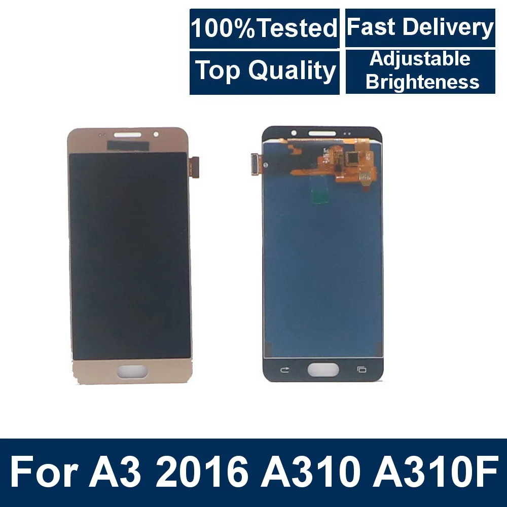 Tested For Samsung Galaxy A3 A310 A310F A310H A310 LCD Display Touch Screen Digitizer Assembly With brightness control