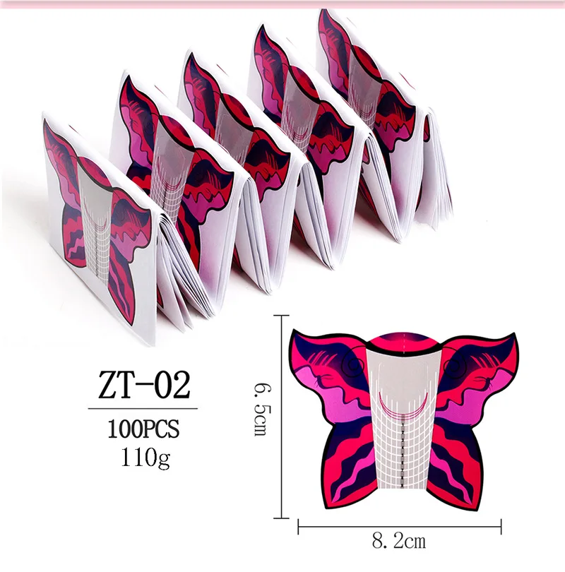 100 шт профессиональные инструменты для нейл-арта, Удлинительный УФ-гель-наконечник для наращивания, форма для подноса, пчела, бабочка, принадлежности для ногтей, Маникюрный Инструмент - Цвет: 2