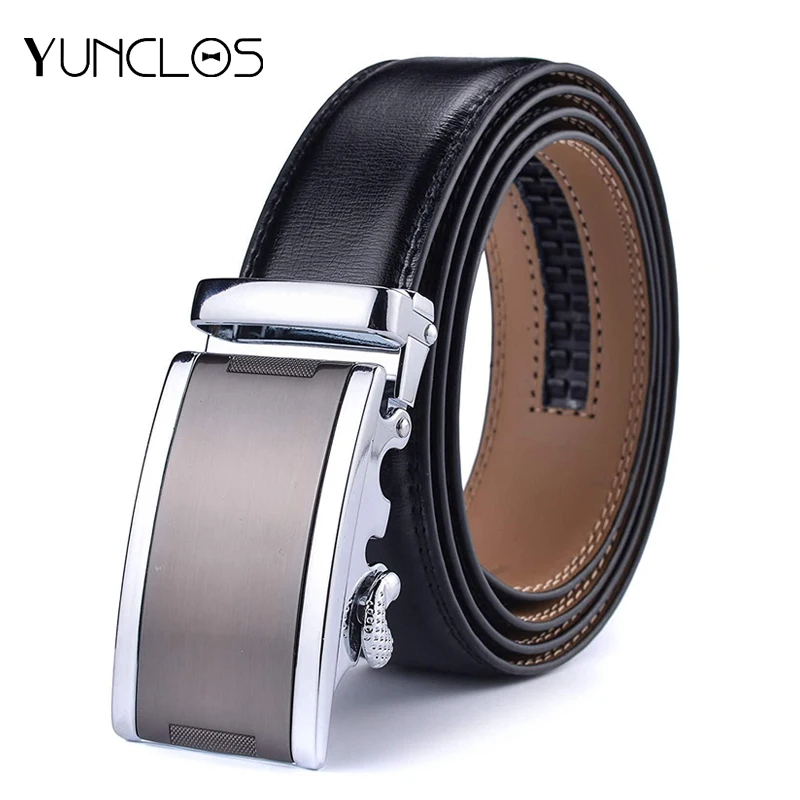 

High Quality Leather Men Belts for Men Silvery Automatic Buckle Leather Belts Male Strap for Jeans Double Sided Usage