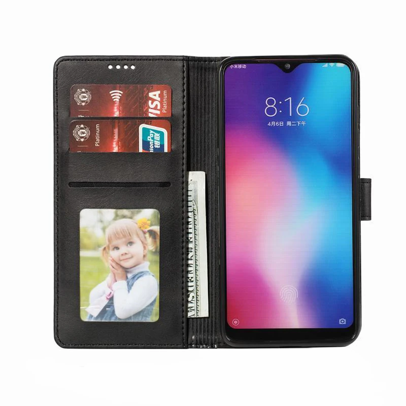 Cover Case For Xiaomi Mi 9 SE Cases Magnetic Flip With Card Slot Wallet Plain Vintage Leather Phone Bag For Xiomi Mi 9 9se Coque