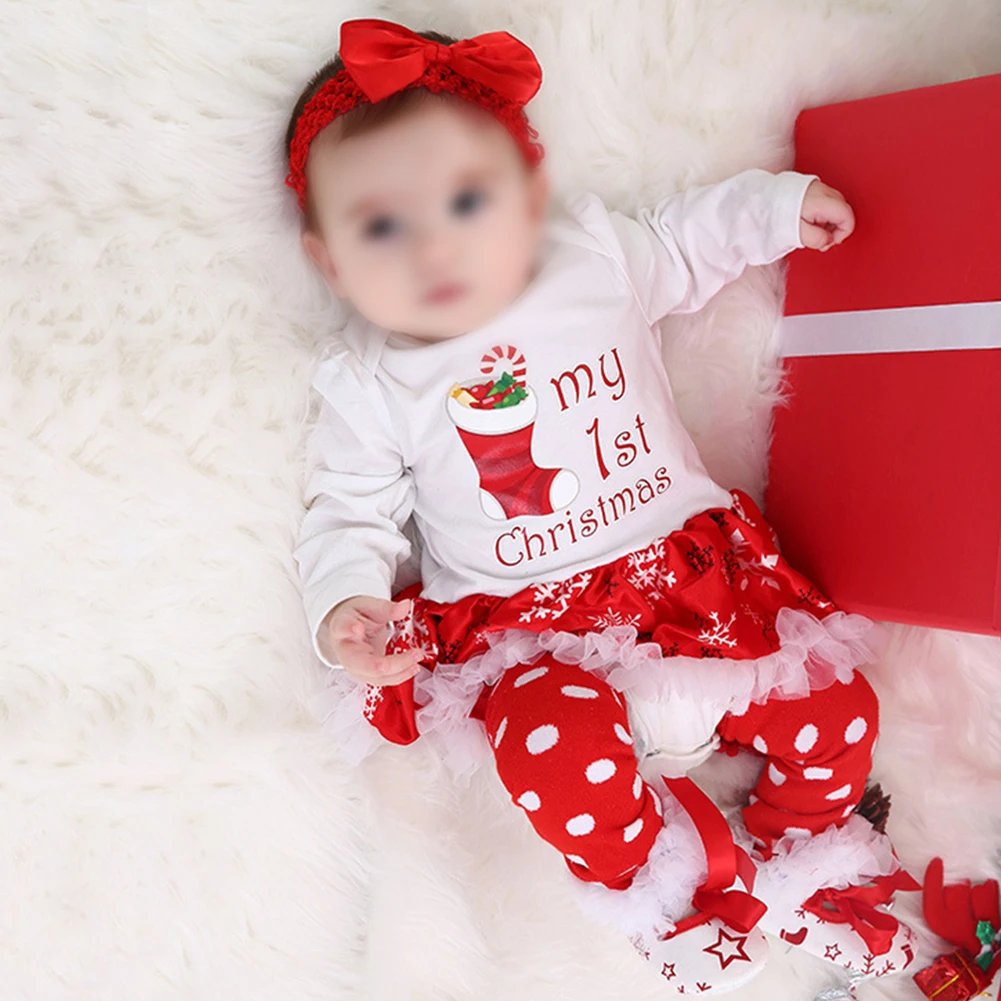 

Girls Autumn Socks Crew Neck Daily Soft Baby Dress Set Long Sleeves Bowknot Headband Casual Cute Photoshoot Christmas Party