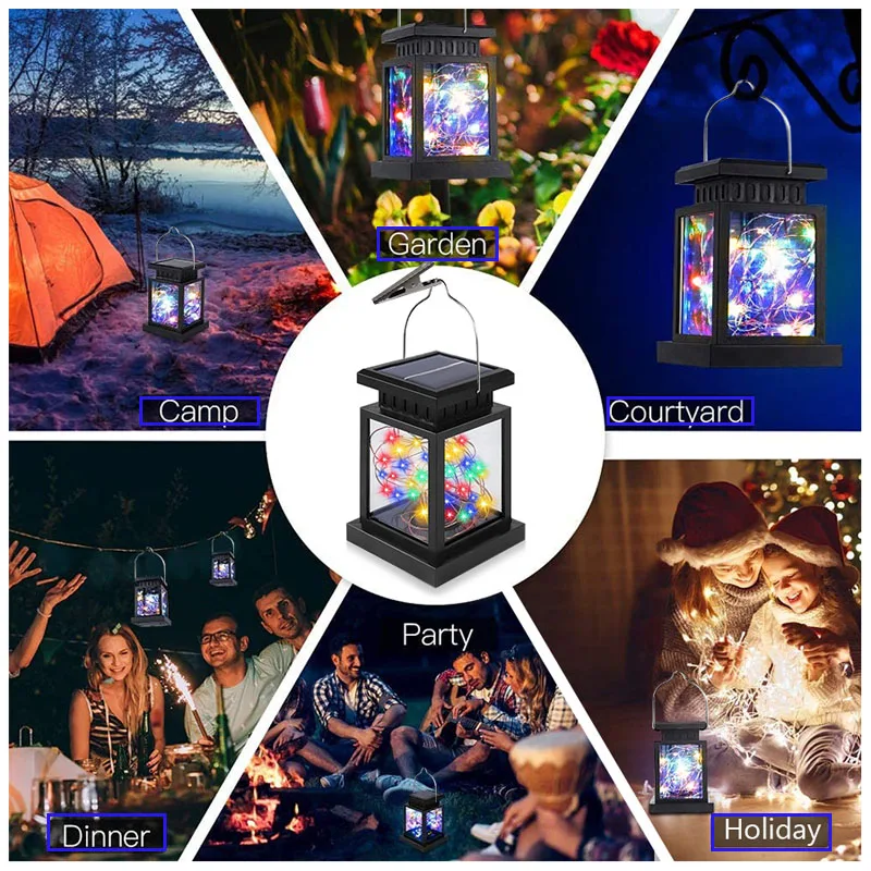 Solar LED Lights Outdoors Focus Floor Lanterns Panel Candle Terraza Indoor Hanging Balcony Birds Decoration Lighting For Garden