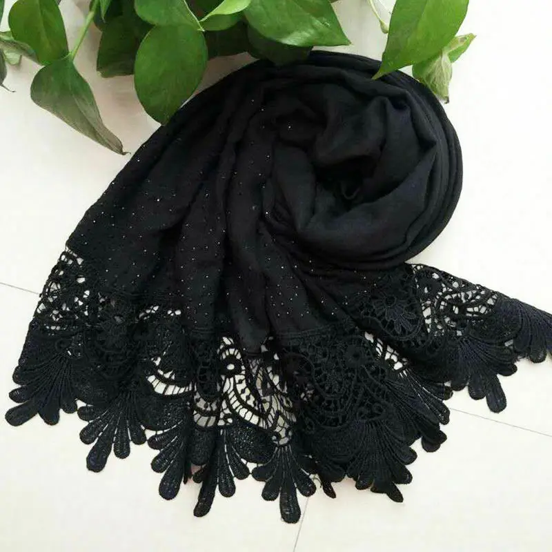 

Floral Lace Trims Scarves Scarf Wraps Womens Lady Lightweight Scarf Cotton Lace Flower Shawl Long New Soft Wrap Autumn Winter