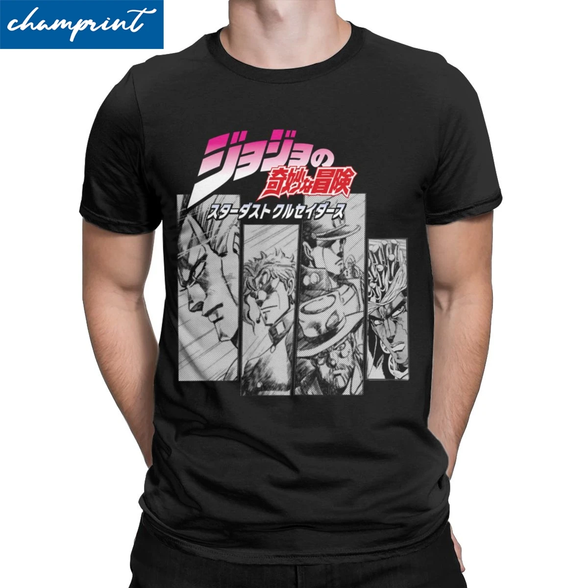 Мужские футболки Stardust Crusaders Jojos Необычные приключения аниме Jjba манга чистый