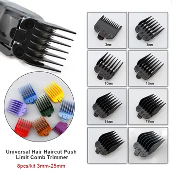 

8pcs/kit Hair Clipper Comb Guide Kit Multicolor Plastic Hair Trimmer Guide Attachment 3/6/10/13/16/19/22/25mm Barber Replacement