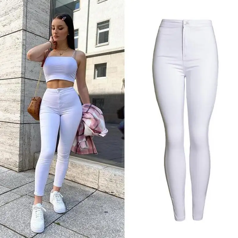 Del Cotone delle donne A Vita Alta Skinny Push Up Jeans Bianchi Dei Jeans  Stretch Slim Pantaloni Della Matita Del Denim di Modo Donna Vino Rosso  Elastico Jean pantaloni|Jeans| - AliExpress