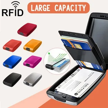 

1PC Unisex Aluminum Bank Card Holder Blocking Hard Case Wallet Solid Credit Card Scanning Protect Card Holder Women and Men