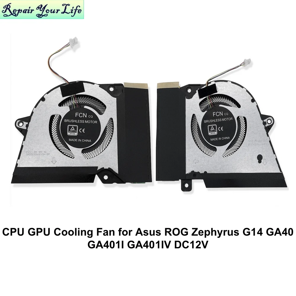 

12V CPU GPU VGA Cooling Fan For ASUS ROG Zephyrus G14 GA401 GA401Q GA401QM GA401QC 13NR05S0AP0101 13NR03F0AP0301 13NR03F0AP0101