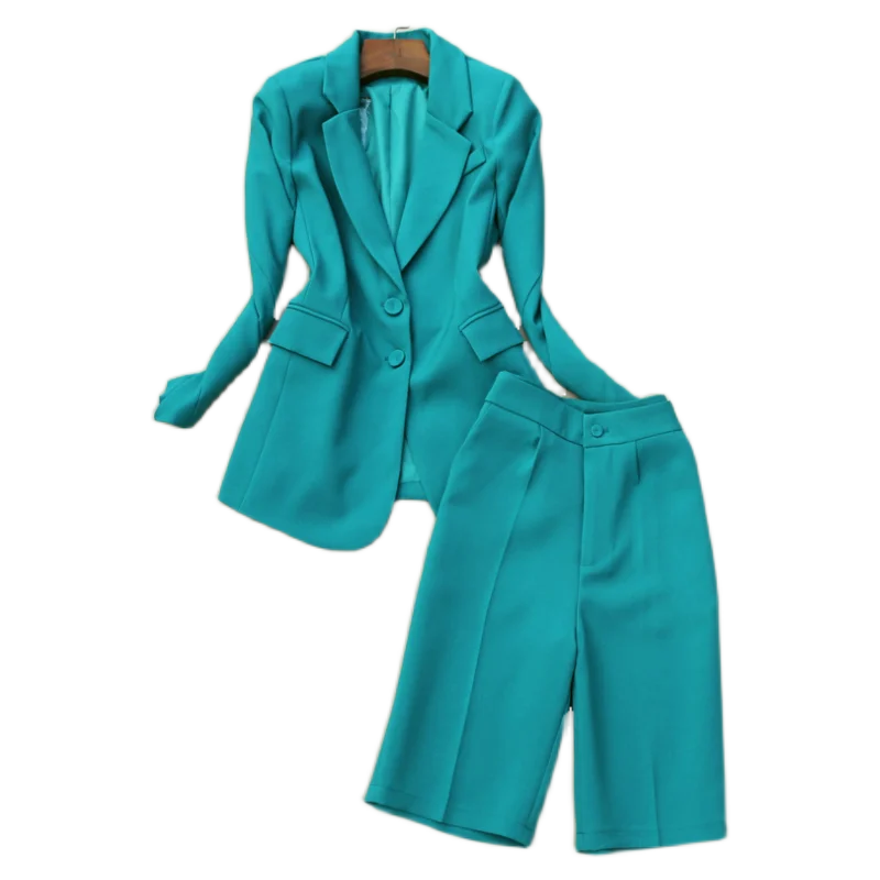 

Women's suit spring and autumn new style fashion OL temperament commuter suit five-point pants all-match women two piece outfits