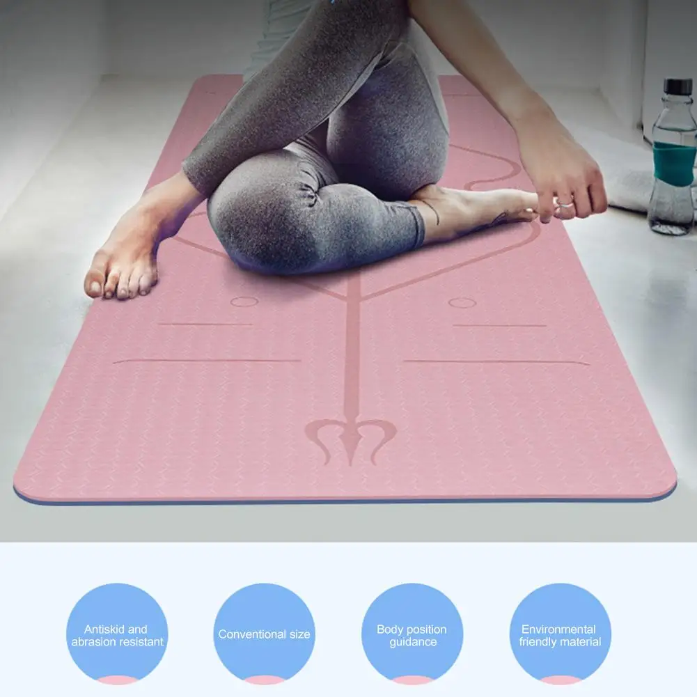 Non-Slip TPE Yoga Mat With Position Line 5 Non-Slip TPE Yoga Mat With Position Line 3