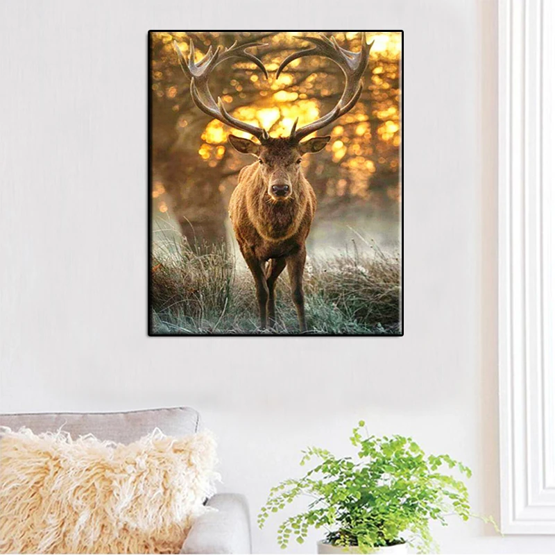 Full Square Round 5D Antelope In The Jungle Rhinestone Cross Stitch DIY Diamond Painting For Home Decor Accessories