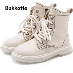 Bakkotie/2019 г. Новые осенние ботинки на молнии для детей модные брендовые повседневные модельные туфли для маленьких девочек черные ботинки