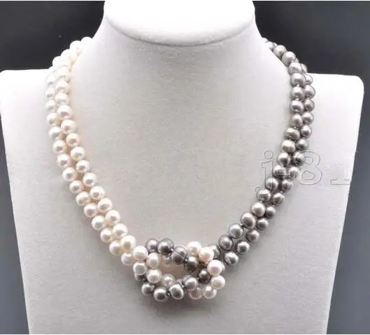 

7-8MM NATURAL SOUTH SEA WHITE GRAY PEARL NECKLACE 18 INCH