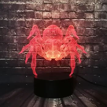 

Wholesale Animal Pot-bellied Spider 3D LED USB Lamp Halloween Trick Haunted House Decoration 7 Color Bulb Table Desk Night Light