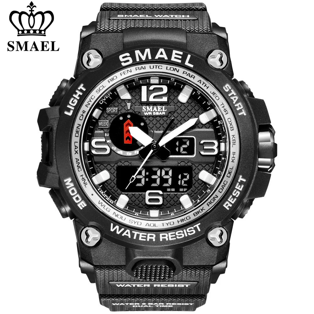 SMAEL Mens Watches Top Luxury Brand Sports Watch Waterproof Men Digital Quartz Wristwatch Military Chronograph Relogio Masculino afbeelding
