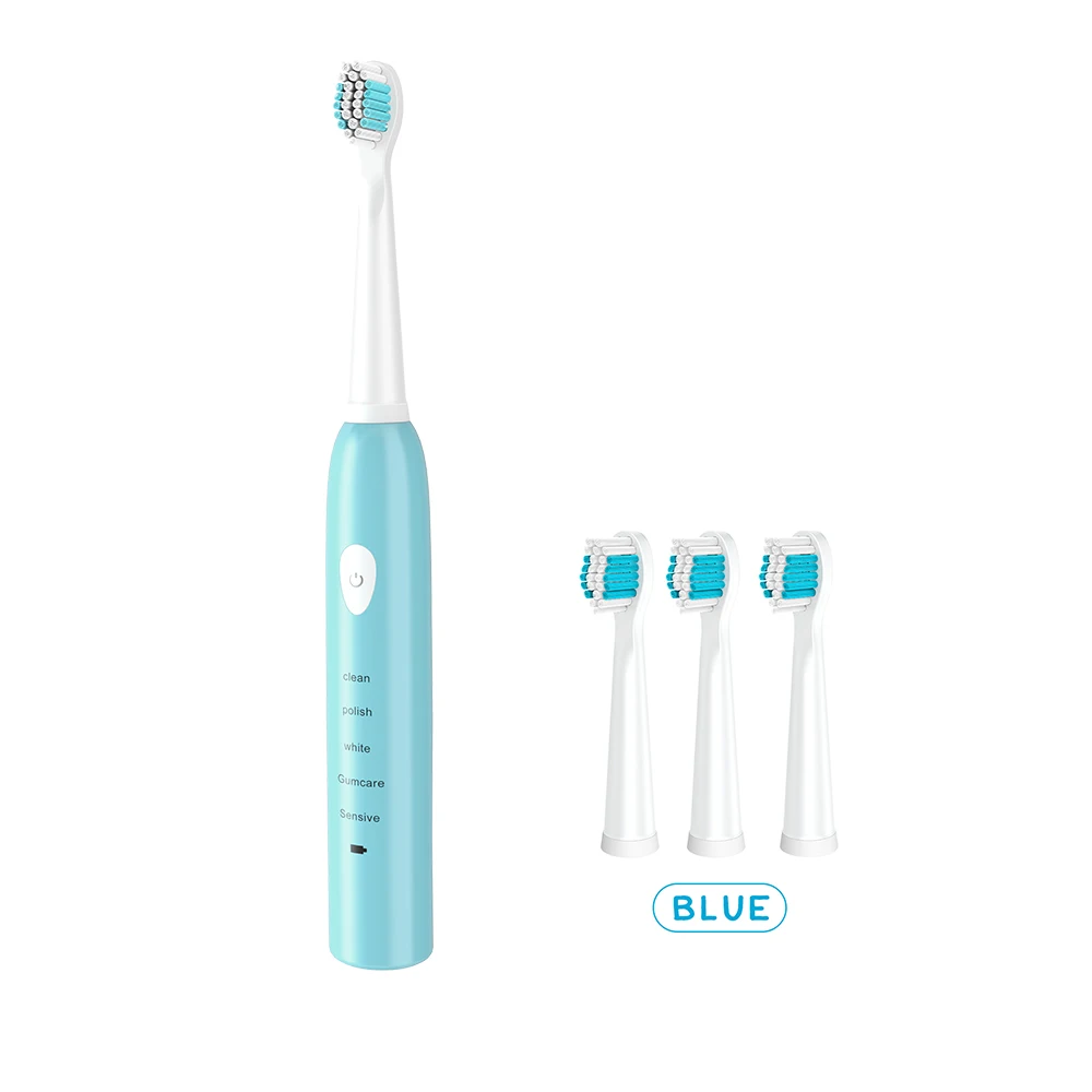 Мощная Электрическая перезаряжаемая зубная щетка 41000 раз/мин ультра звуковая моющаяся электронная отбеливающая Водонепроницаемая зубная щетка - Цвет: Blue