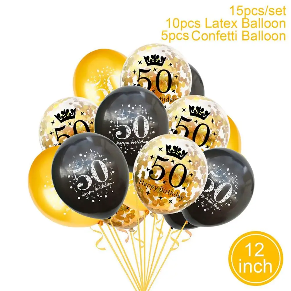 QIFU Blackgold фон с днем рождения 30 40 50 день Рождения Декор для взрослых 30th 40th юбилей 50th вечерние принадлежности - Цвет: Mix 50 balloon