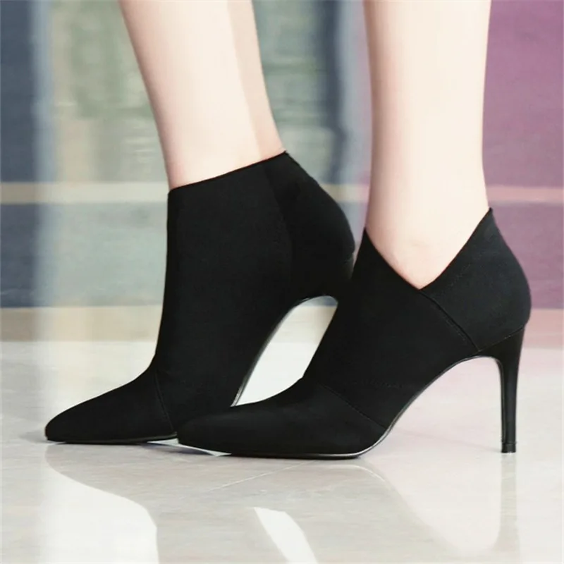 Women's High-heeled Boots Large 34-41 Women's High-heeled Boots 2021 Cloth Boots 8.5cm Heel, New in Spring and Autumn