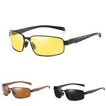 Мужские очки для вождения с антибликовым покрытием, желтые солнцезащитные очки, металлические очки с защитой ночного видения, поляризованные очки