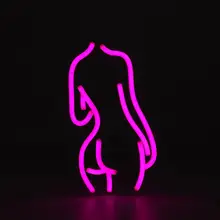Розовый светодиодный неоновый светильник для девушек, подвесной светильник для магазина, визуальный художественный светильник, лампы для домашнего бара, вечерние украшения на стену, 110-220 В, 20 Вт