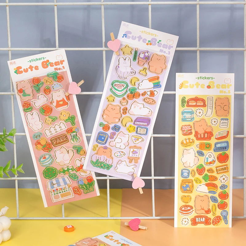 1 pcs Cute Bear World Series Gilding Decorative Stickers Scrapbooking Stick Label Diary Stationery Album Kawaii Rabbit sticker | Канцтовары