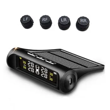 

IP67 Waterproof Solar Wireless TPMS Car Tire Pressure LCD Monitoring System +4 External Sensors