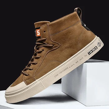 

Autumn Man High Top Fashion Sneakers Black Gray Men Young Casual Shoes Luxury Brand Men Shoes Original Flats Leather Shoes Mens