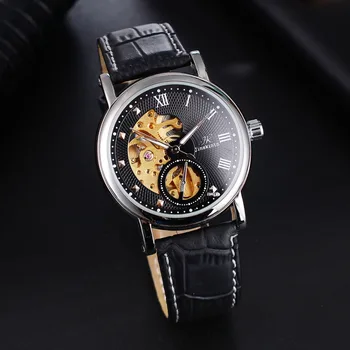 

BROWN SKELETON MECHANICAL MENS WATCH WATERPROOF CLOCK MALE AUTO WATCHES LEATHER WRISTWATCH LUXURY RELOGIO MASCULINO TOP BRAND