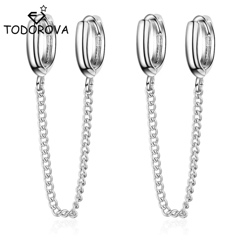 Двойные серьги Todorova длинные серьги-цепочки для ушей маленькие круглые
