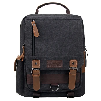 

Vintage Small Backpacks for Men Luxury Design with Leather Men's Bags Business Laptop Pack School Bag Book Male USB Charger
