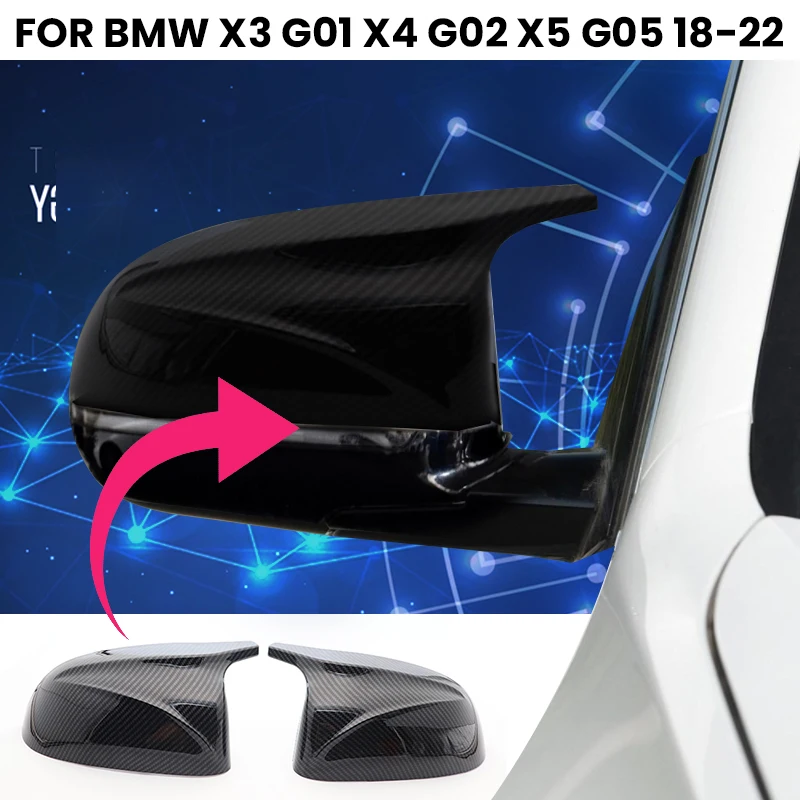 

For BMW New Models X3 G01 X4 G02 X5 G05 2018 2019 20 21 22 Rear Side View Mirror Cover M Look Gloss Black Carbon Fiber Pattern