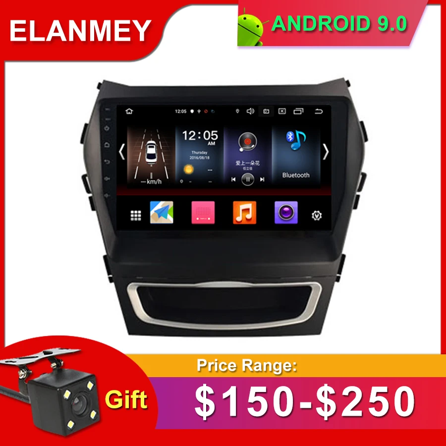 Подарочная камера Автомобильная Радио для HYUNDAI Santa Fe IX45 2013- Android 9,0 gps навигация Bluetooth сенсорный экран wifi Автомобильный мультимедийный