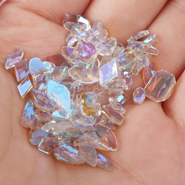 3D Rhinestones Nail Art Decoration Mix Size Bottom Raindrop Shape Diamond Jewelry Crystal Fashion Charm Nail Accessory