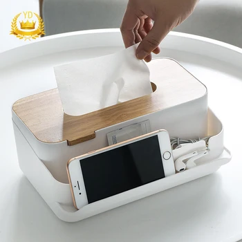 

Multifunctional European-style Wooden Tissue Box Rectangular Solid Wood Tissue Box Desktop Storage Multi-drawer Tray YDHS