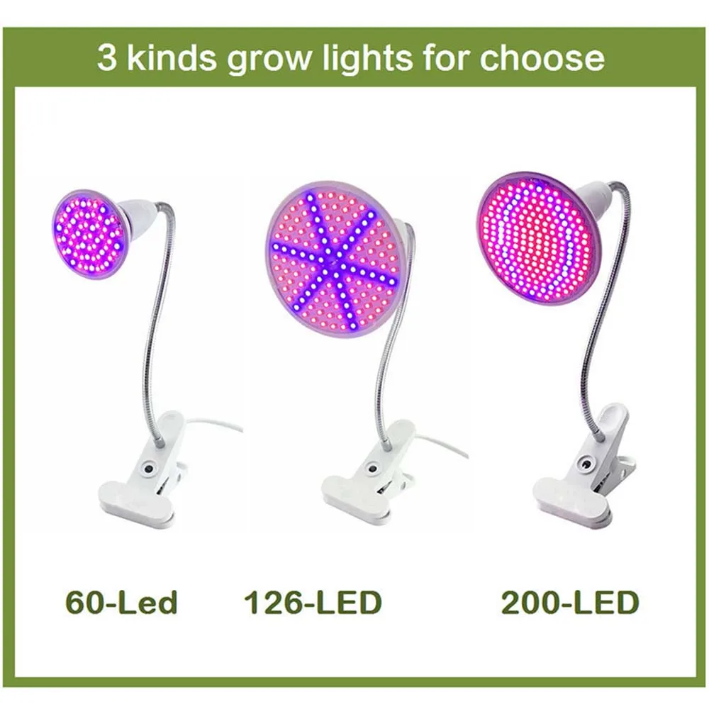 Полный спектр светодиодный Grow светильник 60/126/200 светодиодный s Clip-on питаемые через USB порт Фито настольные лампы для роста растений светильник ing для комнатных растений цветы