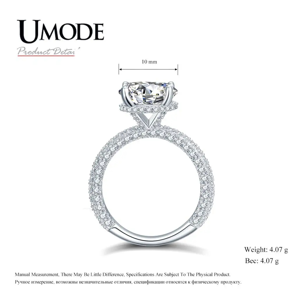 UMODE, новинка, кольца из белого золота, круглые, циркон, кристалл, для женщин, CZ, обручальное кольцо, ювелирное изделие, кольцо вечности, Anillos Mujer Moda AUR0574A