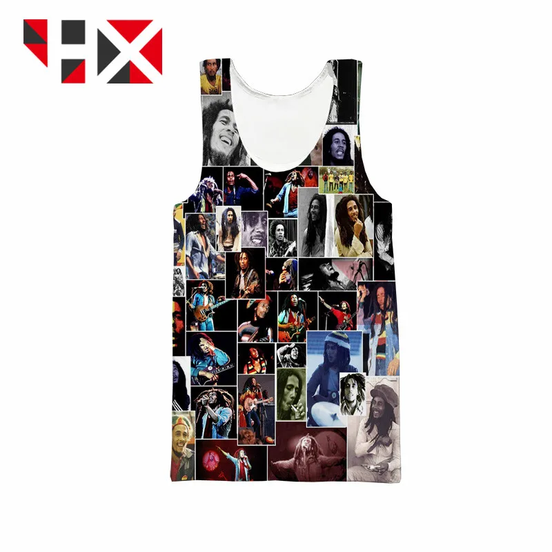 

HX 2020 Summer New Style Trend Style Rock Reggae BOB Marley Fashion Vest 3D Print Casual Style Vest Tops HX209