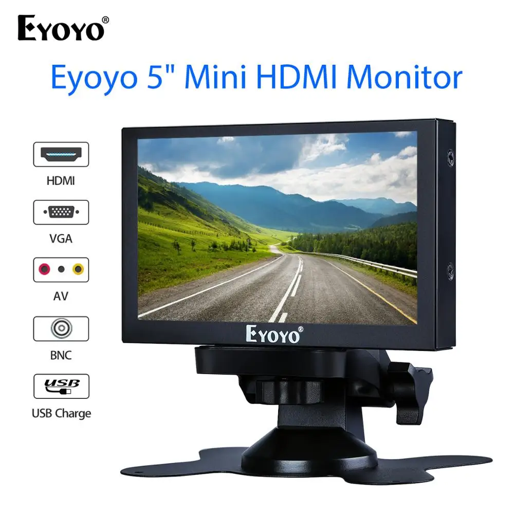 

Eyoyo S501H 5 Inch 800X480 Car RearView Monitor with HDMI VGA BNC Home Security Rear View Camera Parking Backup Reverse Monitor