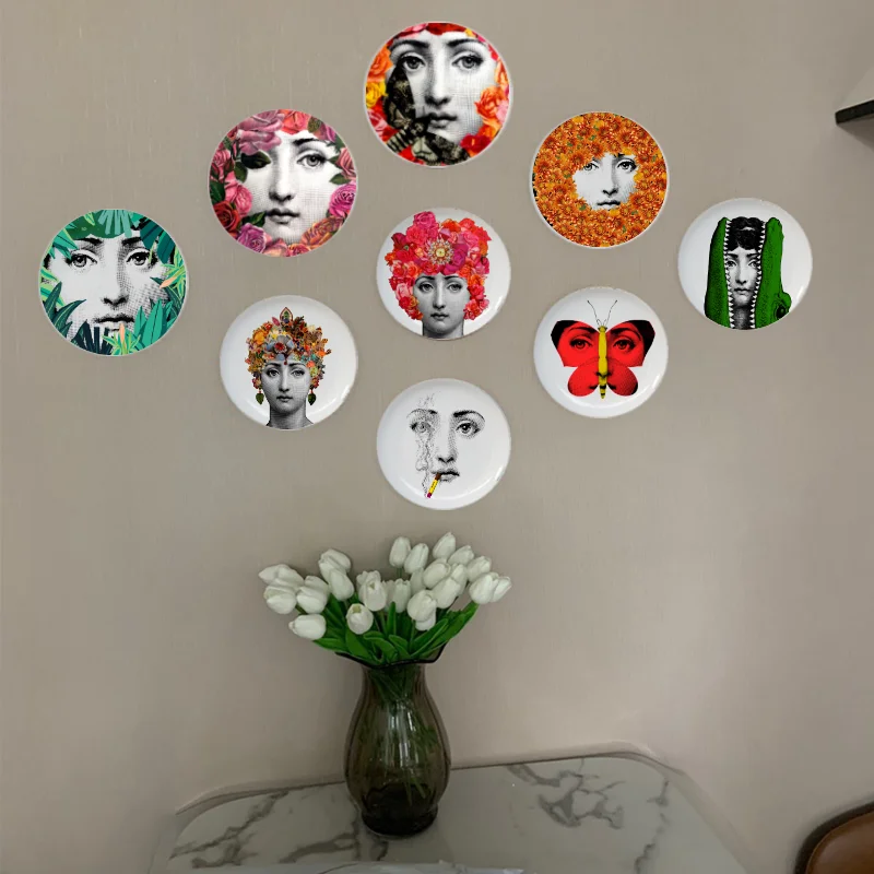 Флора Lina Лицевая панель rosenthal Piero fornasetti подвесная декоративная тарелка Керамика круглый головы человека и цветок блюдо рисунок пластина Милан леди